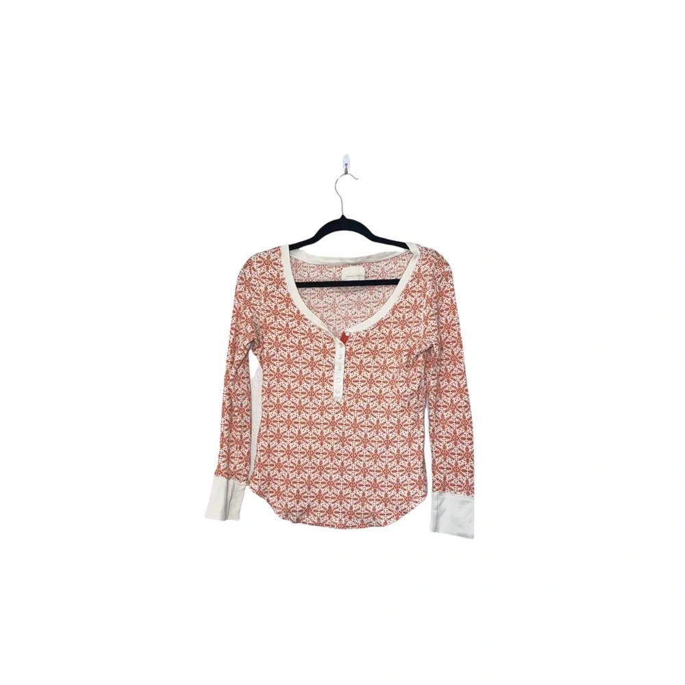 Victoria’s Secret Thermal Pajama Top Orange White Snowflake Xsmall Women’s